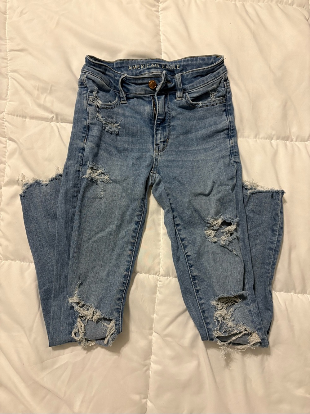 American Eagle Outfitters Distressed Light Blue Skinny Jeans